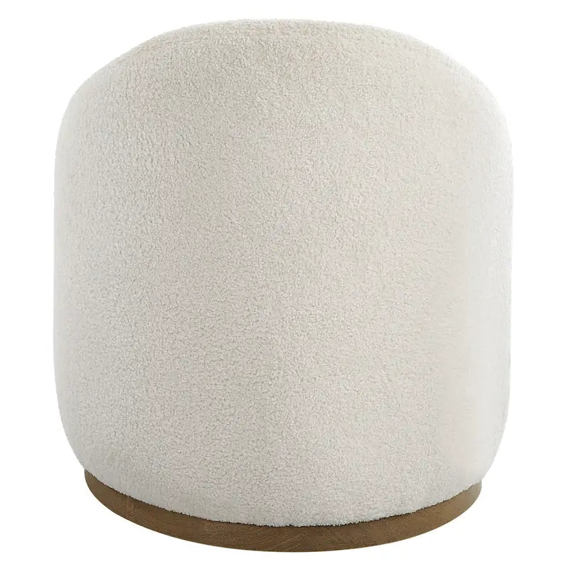 Upholstered Fluffy Swivel Pouf Ottoman - 24 - White and Brown