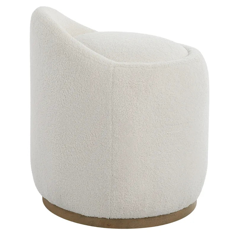 Upholstered Fluffy Swivel Pouf Ottoman - 24 - White and Brown