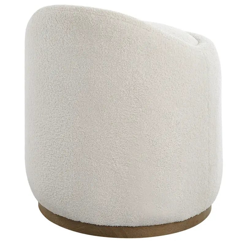 Upholstered Fluffy Swivel Pouf Ottoman - 24 - White and Brown