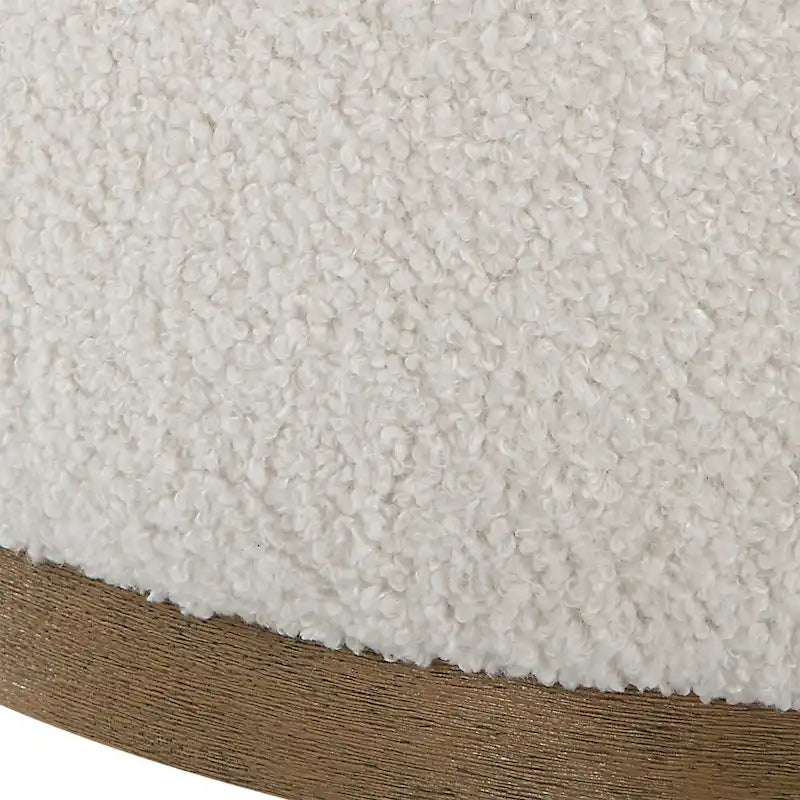 Upholstered Fluffy Swivel Pouf Ottoman - 24 - White and Brown