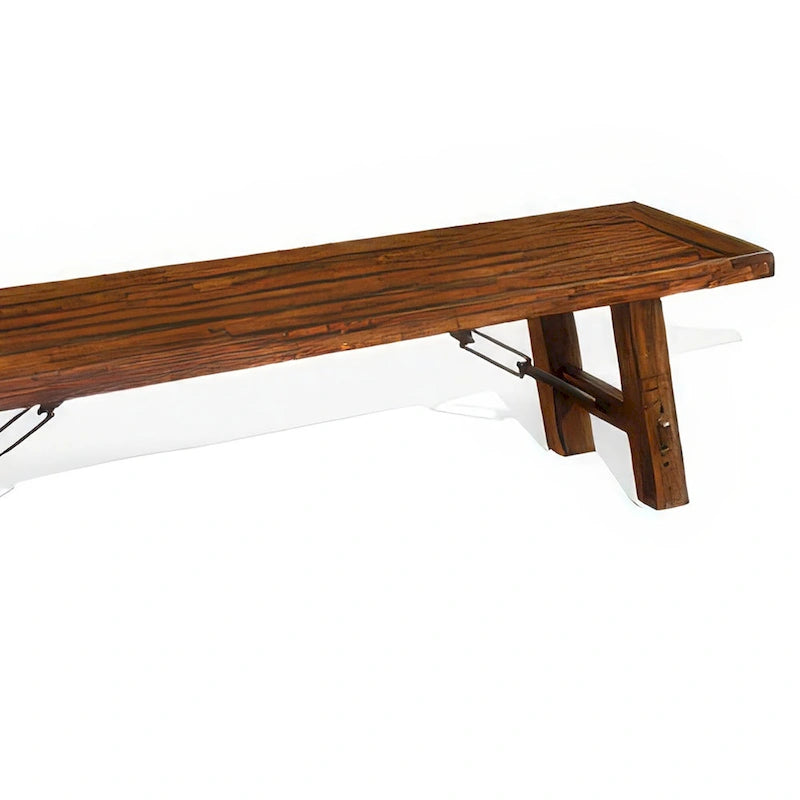Reggie Bench, 72 Inch Brown Mahogany Wood, Metal Turnbuckle Accents