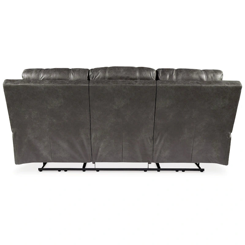 Ben Power Recliner Adjustable Headrest Sofa, 89 Inch Gray Faux Leather