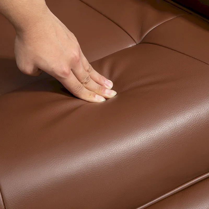 PU Leather Manual Recliner Chair Modern Lounge Chair Adjustable Swivel Armchair Chair with Wood Base and Footrest