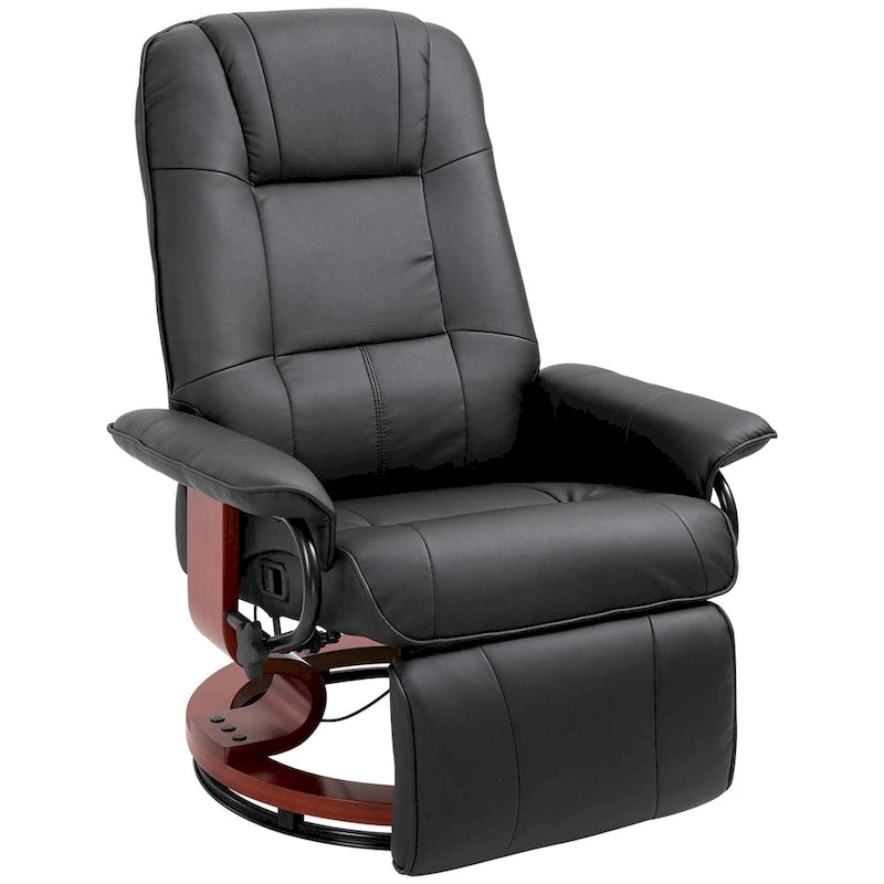 PU Leather Manual Recliner Chair Modern Lounge Chair Adjustable Swivel Armchair Chair with Wood Base and Footrest