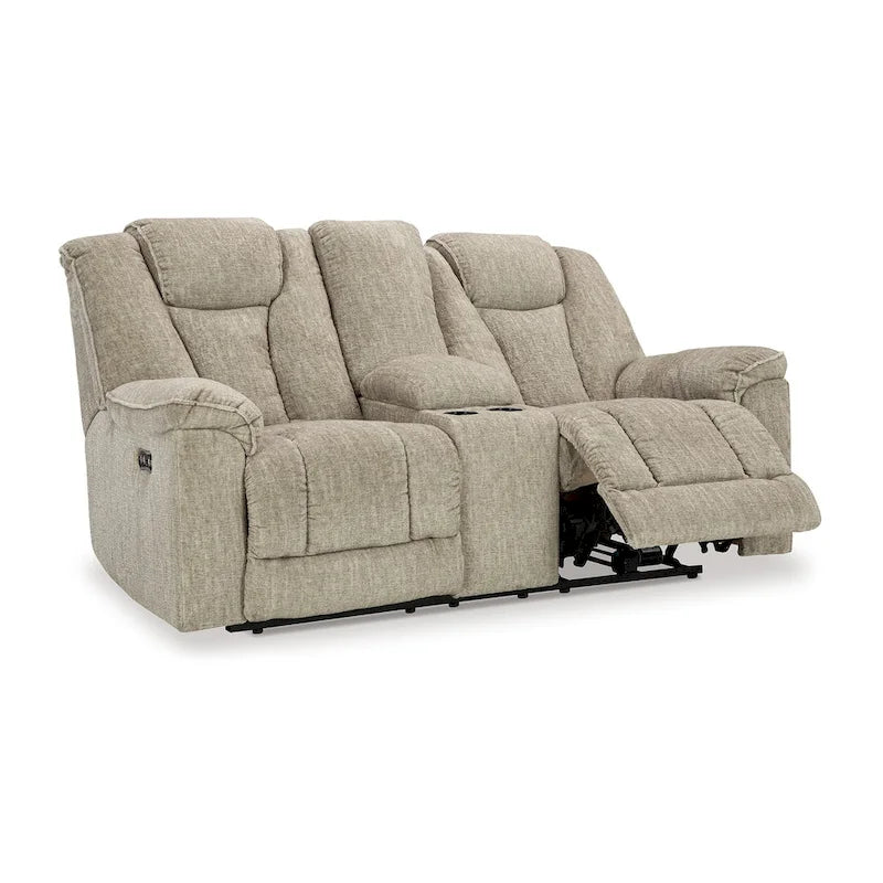 Marsh Power Reclining Loveseat, Adjustable Headrest LED, Beige 76 Inch