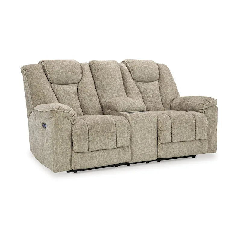 Marsh Power Reclining Loveseat, Adjustable Headrest LED, Beige 76 Inch