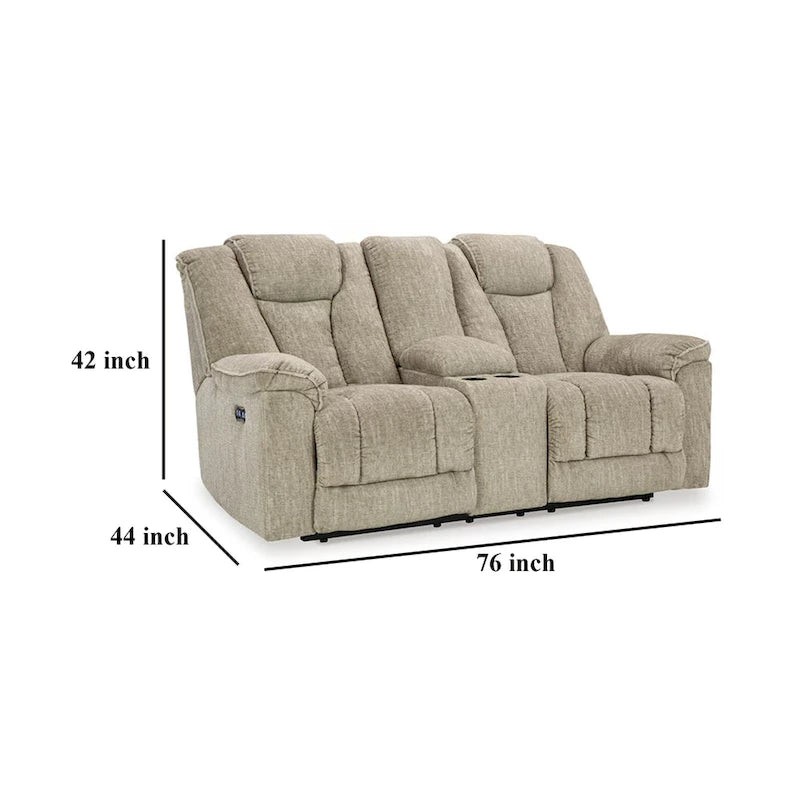 Marsh Power Reclining Loveseat, Adjustable Headrest LED, Beige 76 Inch