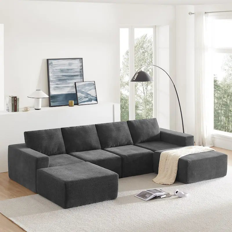 U-Shaped Full Foam Lounge Floor Couch Modular Sectional Sofa