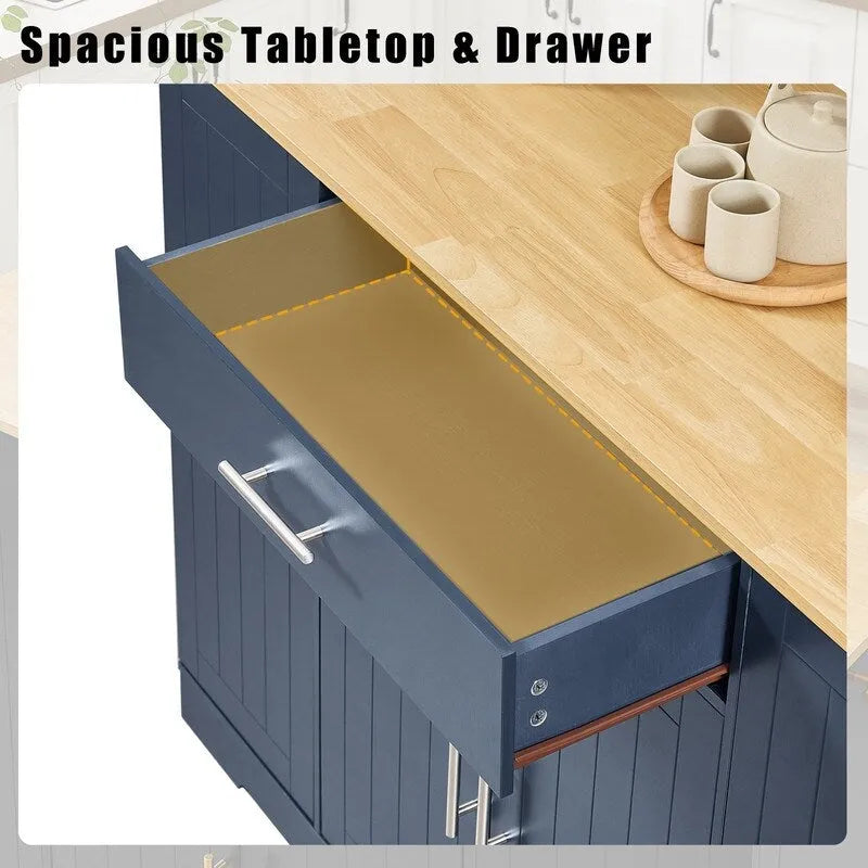 53-Inch Kitchen Storage Island with Drawers & Built-In Trash Bin  Modern Farmhouse Design for Kitchen & Dining.