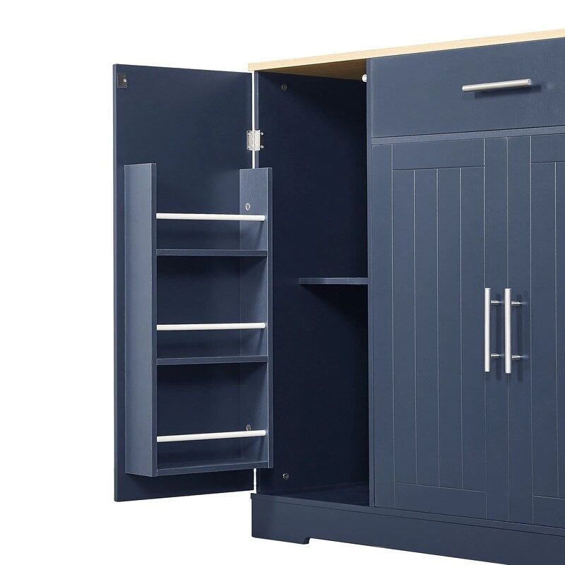 53-Inch Kitchen Storage Island with Drawers & Built-In Trash Bin  Modern Farmhouse Design for Kitchen & Dining.