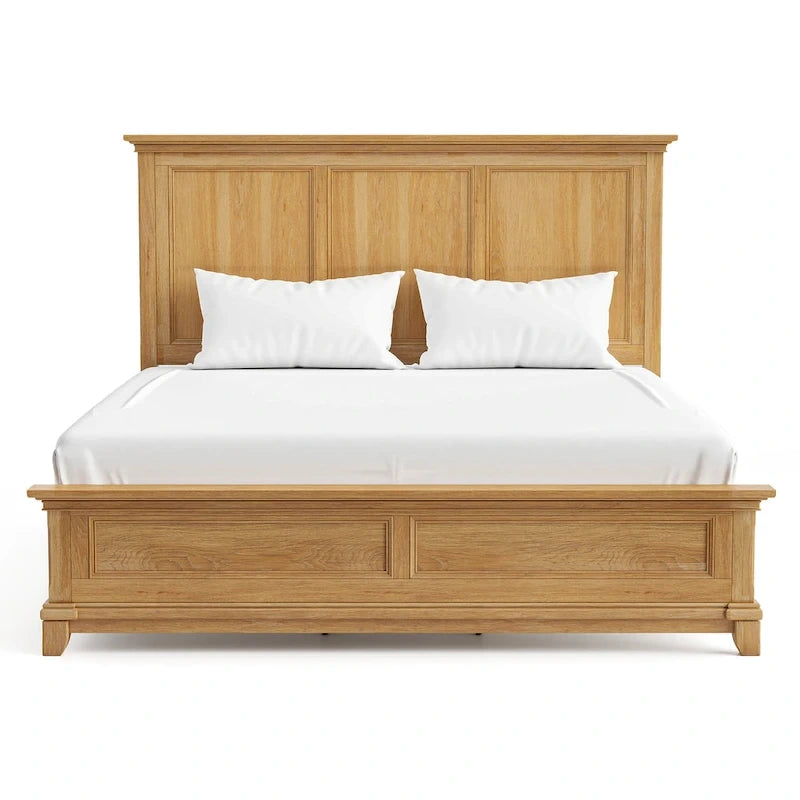 Furniture of America Wellington Farmhouse Natural Oak Solid Wood Panel Bed