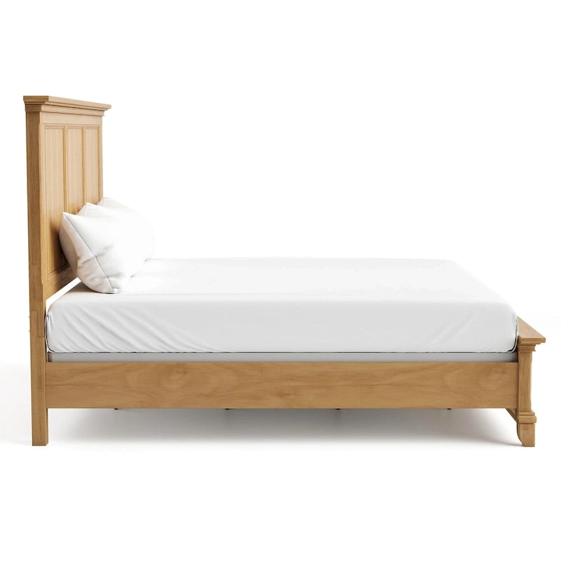 Furniture of America Wellington Farmhouse Natural Oak Solid Wood Panel Bed