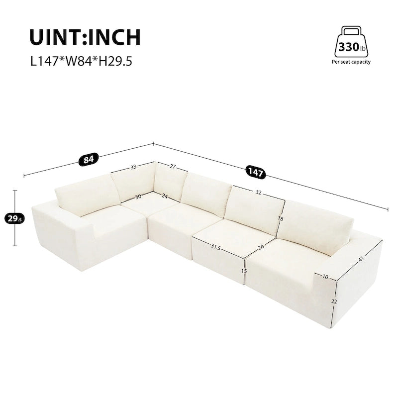 Modular Sectional Sofa, L Shaped Sectional Couch, Cloud Couch Set