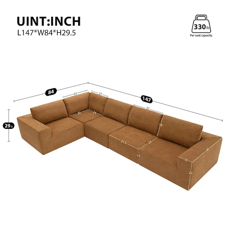 Modular Sectional Sofa, L Shaped Sectional Couch, Cloud Couch Set