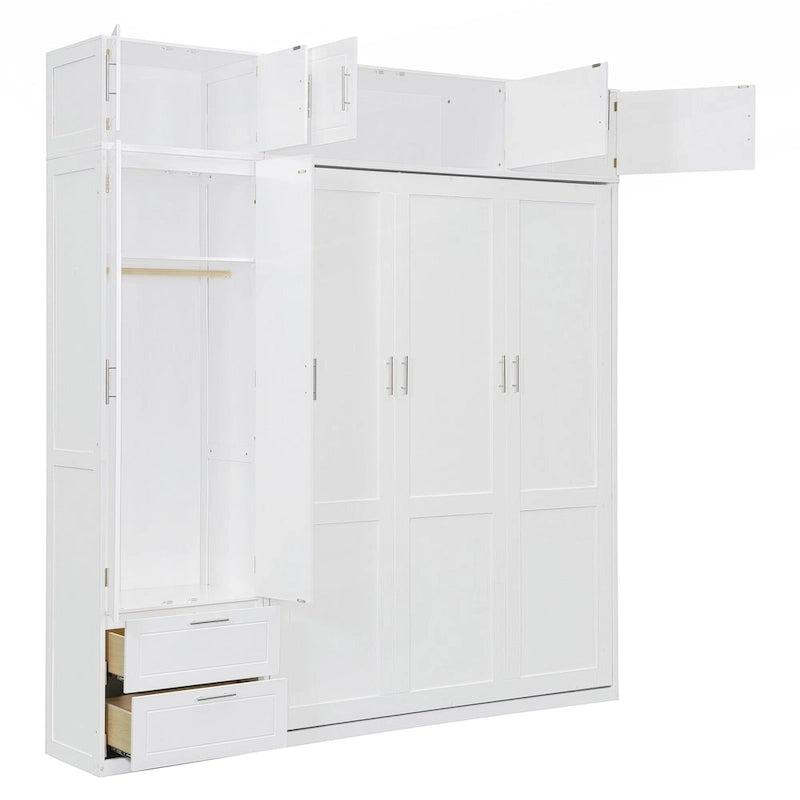 Versatile Queen Size Murphy Bed with Integrated Storage and Foldable Design for Space Optimization
