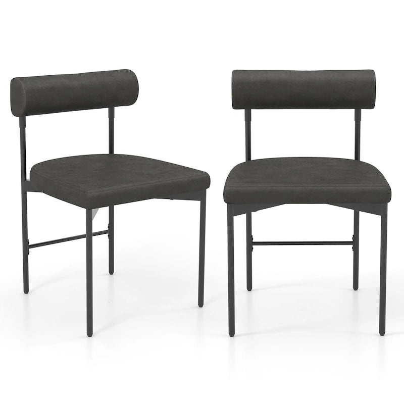 Gymax Dining Chair Set of 2 Faux Leather Upholstered Kitchen Side