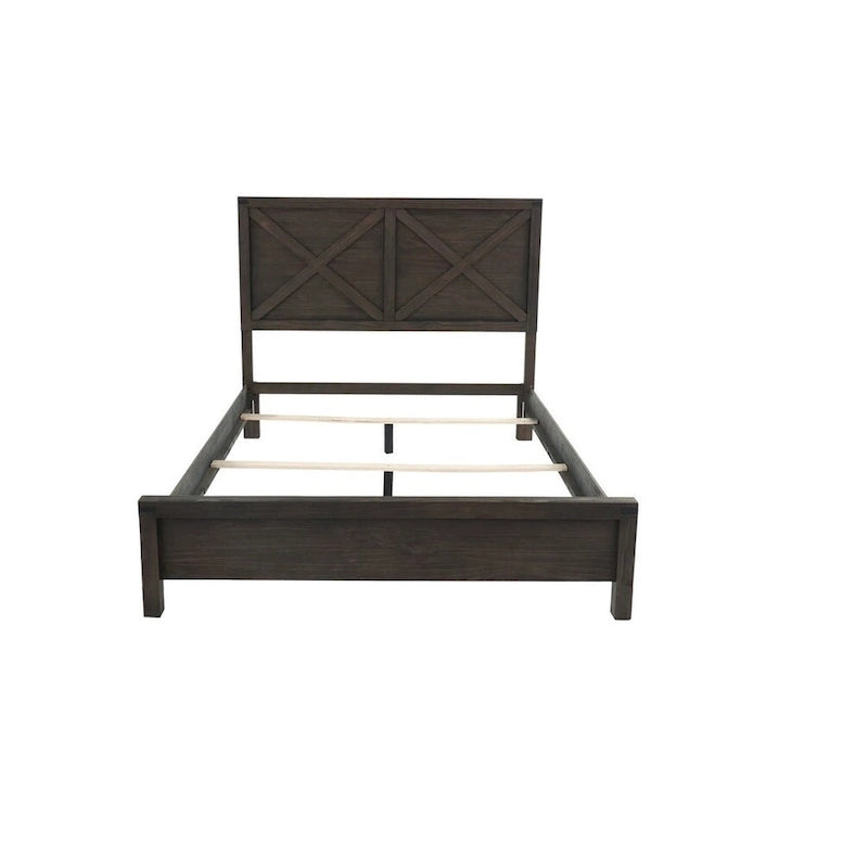 Rustic Contemporary Espresso 1pc Queen Size Bed Wooden X-Design HB Unique Look Bedroom Furniture