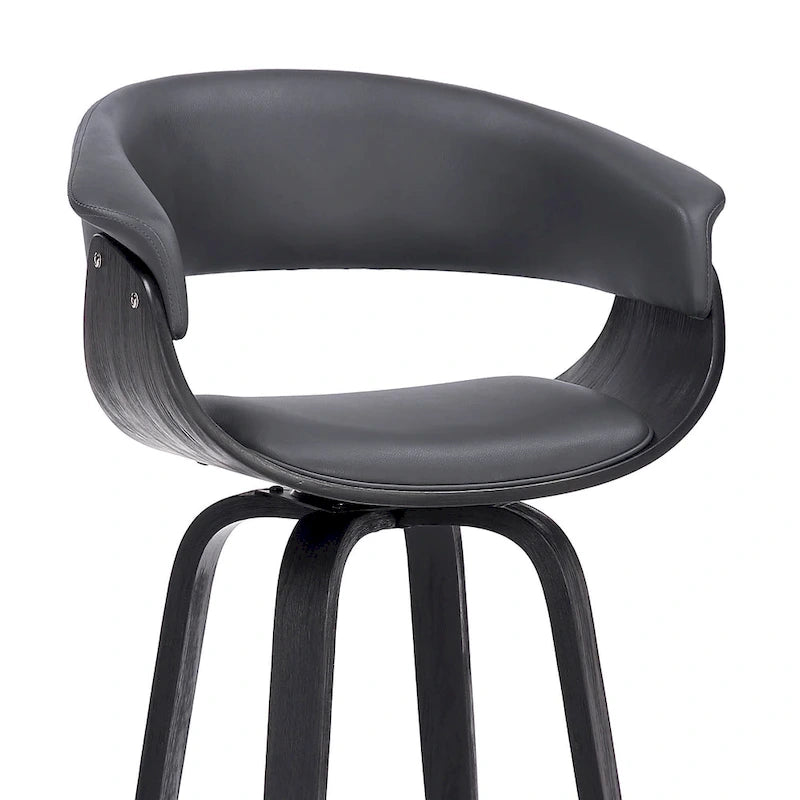 Faux Leather Swivel Counter Bar Chair with Wood Frame and Footrest