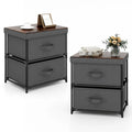 Gymax 2PCS 2 Drawer Dresser Fabric Storage Organizer Nightstand