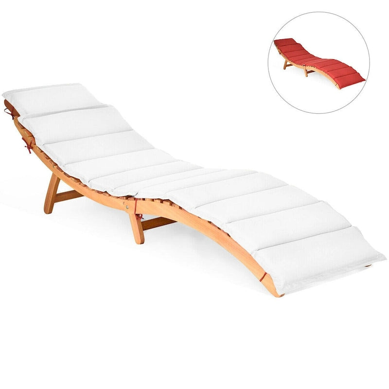 Gymax 2PCS Outdoor Folding Chaise Eucalyptus Lounge Chair w/ - See Details