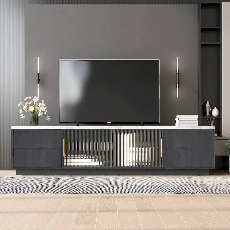 62.9 TV Stand with 4 Drawers and Large Storage Cabinet for TVs Up to 70