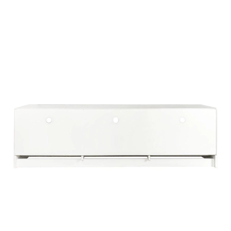 White 70 TV Stand with Open Storage & Drawers for Living Room