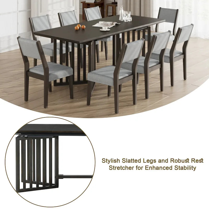 9-Piece Farmhouse Dining Set with Extendable Table & 8 Chairs