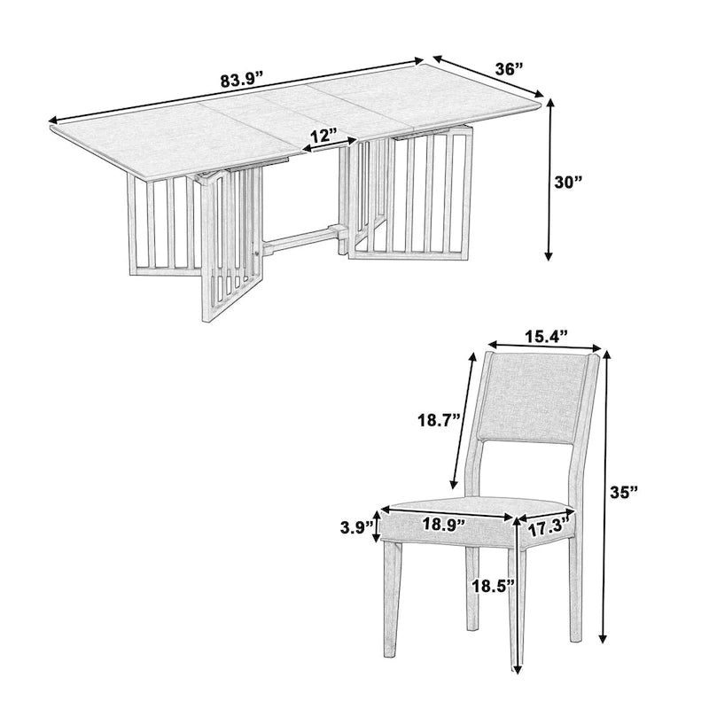 9-Piece Farmhouse Dining Set with Extendable Table & 8 Chairs