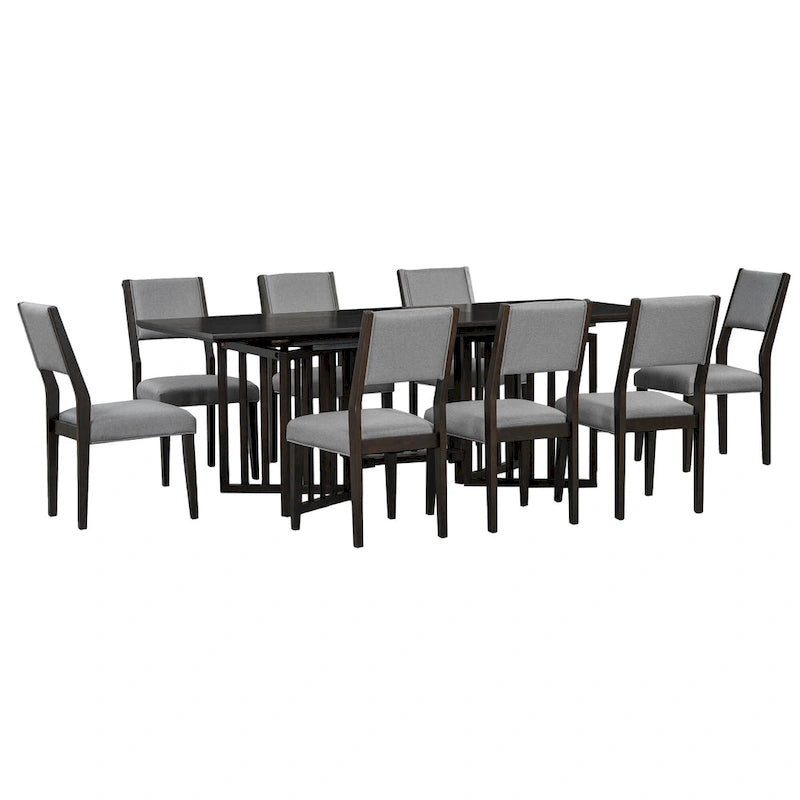 9-Piece Farmhouse Dining Set with Extendable Table & 8 Chairs
