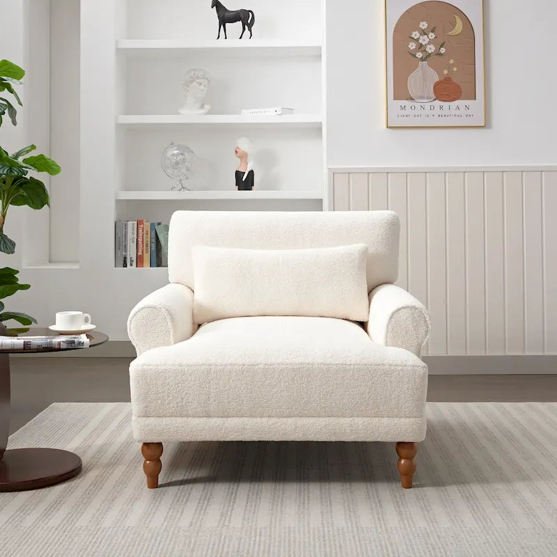 Modern 37.8 Velvet Accent chair with Ergonomic Lumbar Support and Vintage Roman Column Legs