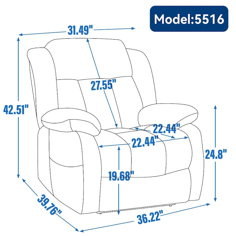 Medium-Sized Electric Power Lift Recliner Chair in Genuine Leather with Dual Motors, 8-Point Massage, Lumbar Heating