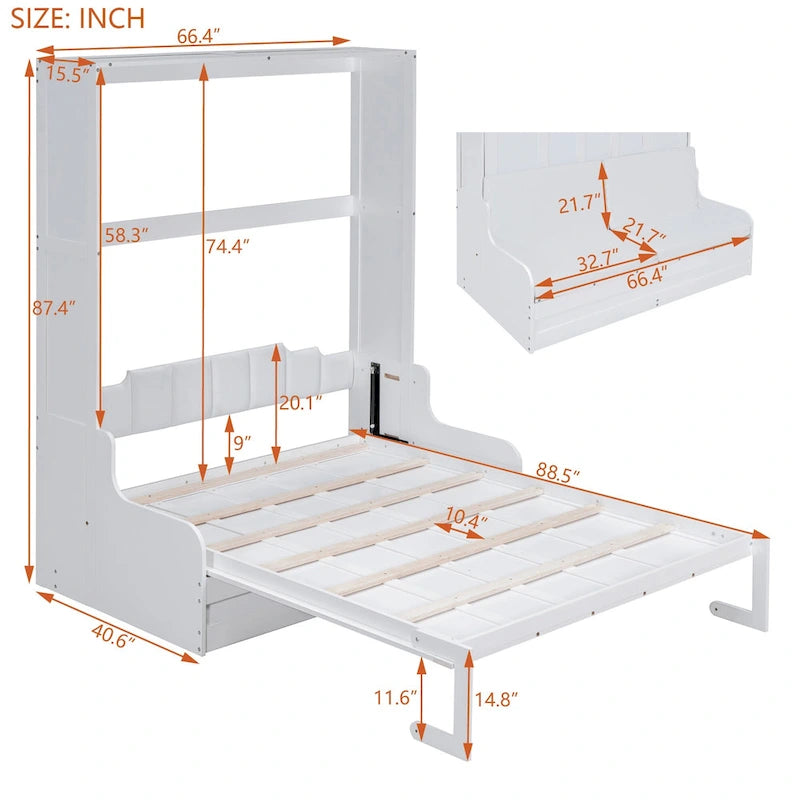 Modern Queen Size Multi-function Murphy Bed with Cushion