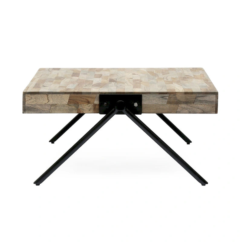 18.75 Modern Handcrafted Designed Coffee Table with Wood Tabletop and Unique V-Shaped Legs