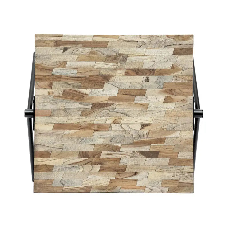 18.75 Modern Handcrafted Designed Coffee Table with Wood Tabletop and Unique V-Shaped Legs