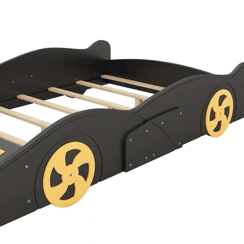 Full Pine Race Car Bed with Wheels & Storage