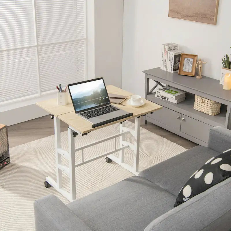 Gymax Mobile Stand up Desk Adjustable Computer Desk Tilting