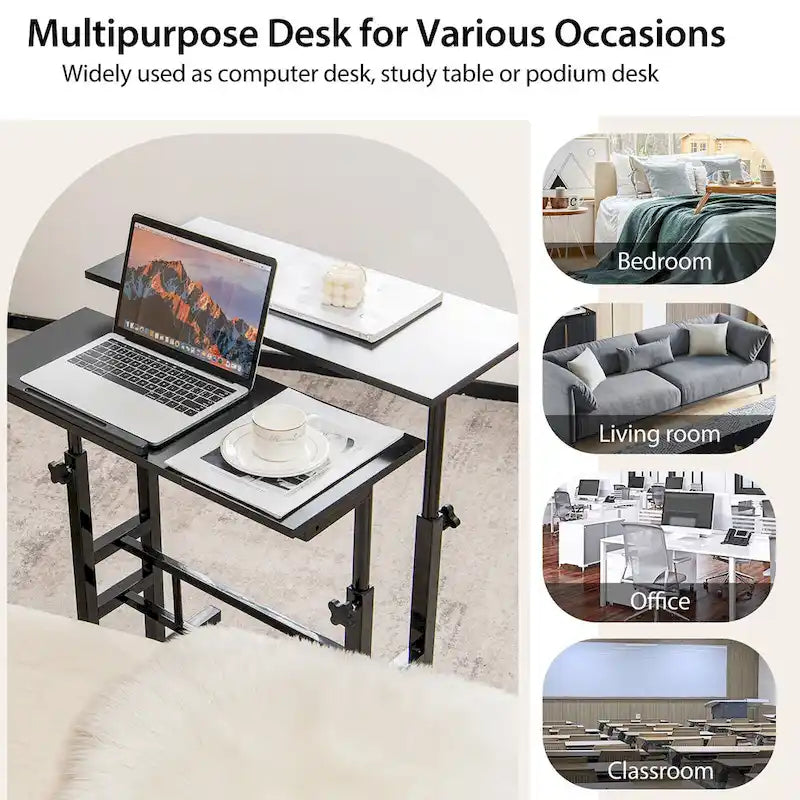 Gymax Mobile Stand up Desk Adjustable Computer Desk Tilting