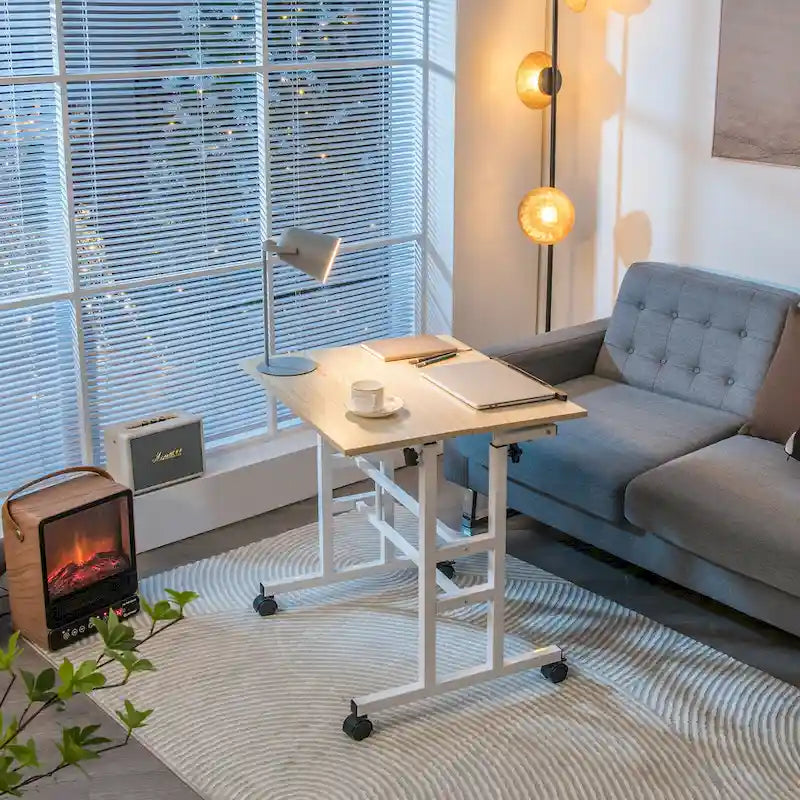 Gymax Mobile Stand up Desk Adjustable Computer Desk Tilting