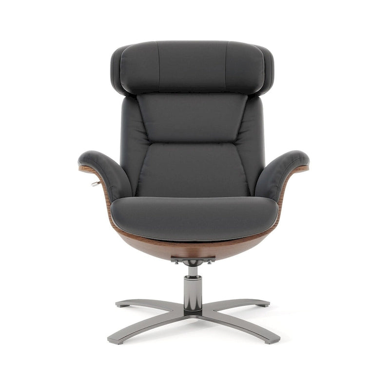 Jovan 31.5 Curved Wood Genuine Leather Recliner Lounge Chair