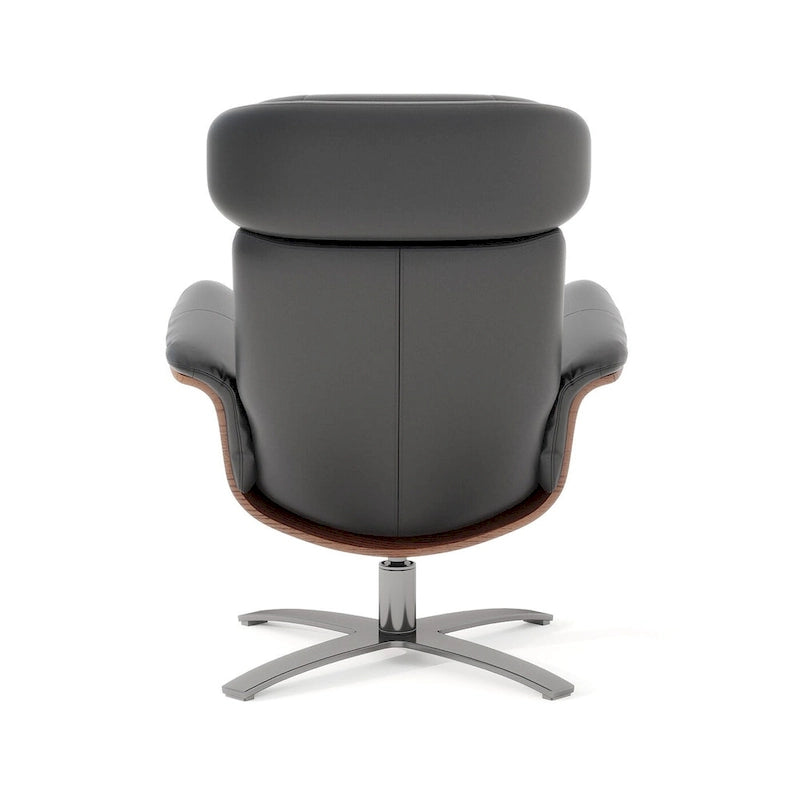 Jovan 31.5 Curved Wood Genuine Leather Recliner Lounge Chair