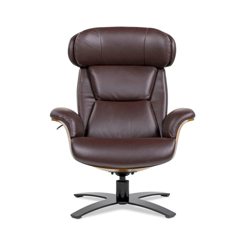 Jovan 31.5 Curved Wood Genuine Leather Recliner Lounge Chair