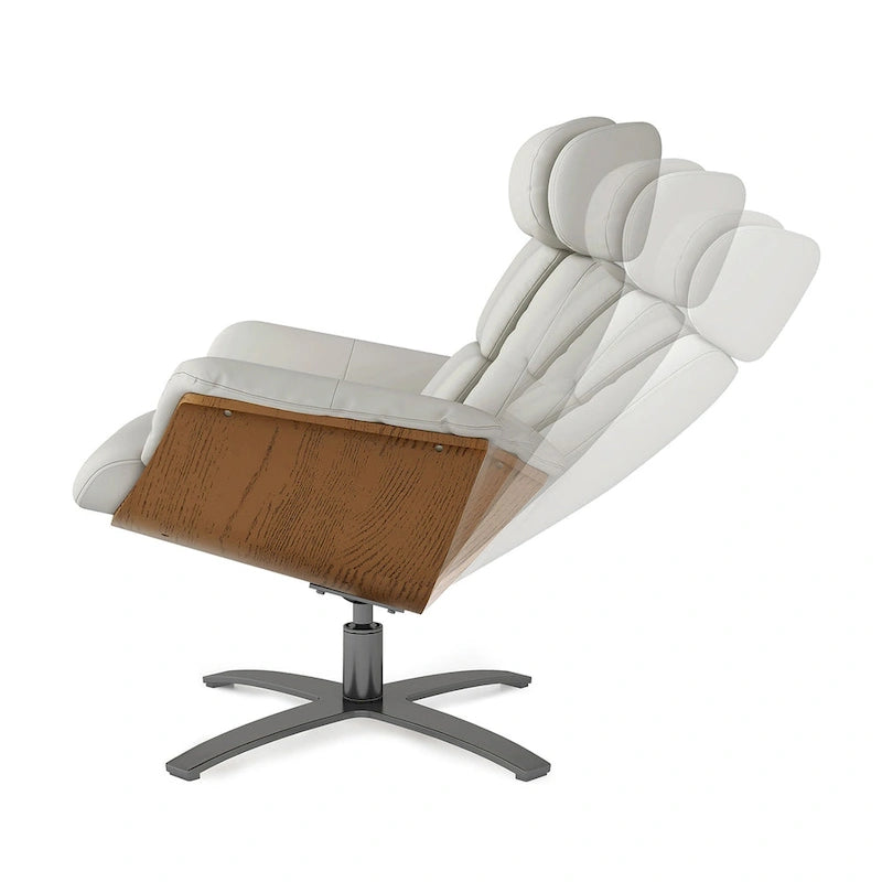 Jovan 31.5 Curved Wood Genuine Leather Recliner Lounge Chair