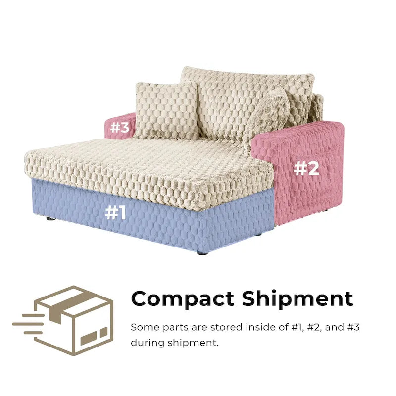 Furniture of America Lanturn Modern Soft Upholstered 2-Arm Oversized Chaise