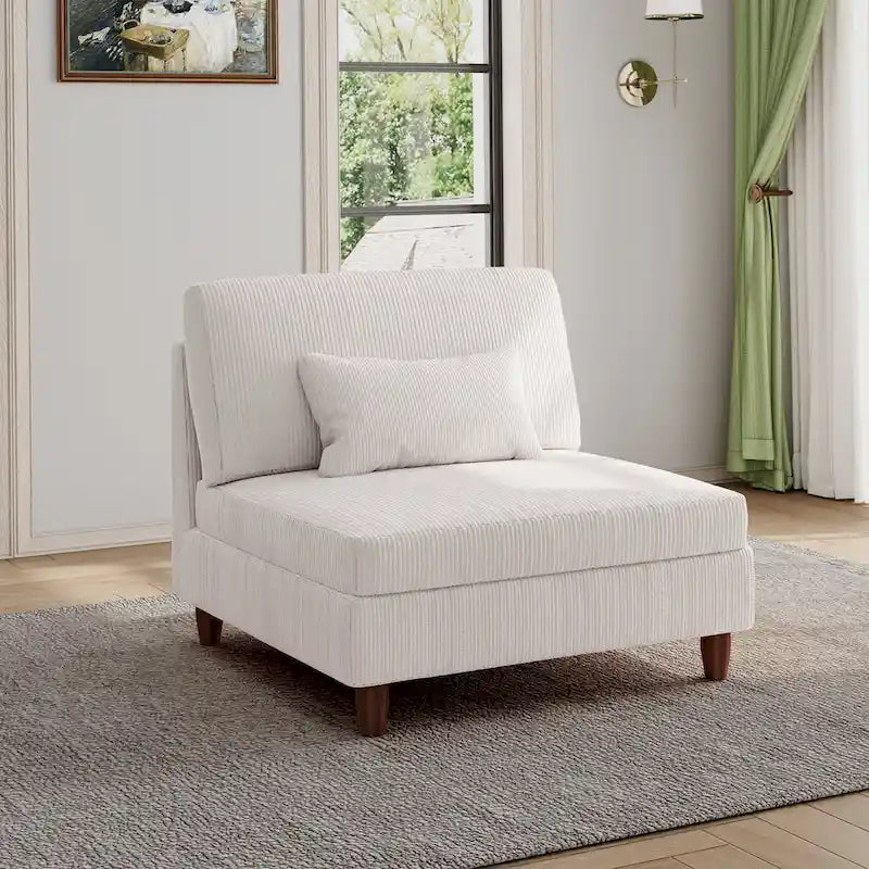 Corduroy Armless Chair Accent Chair Sofa
