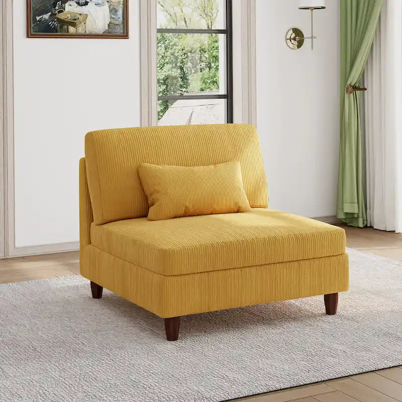 Corduroy Armless Chair Accent Chair Sofa