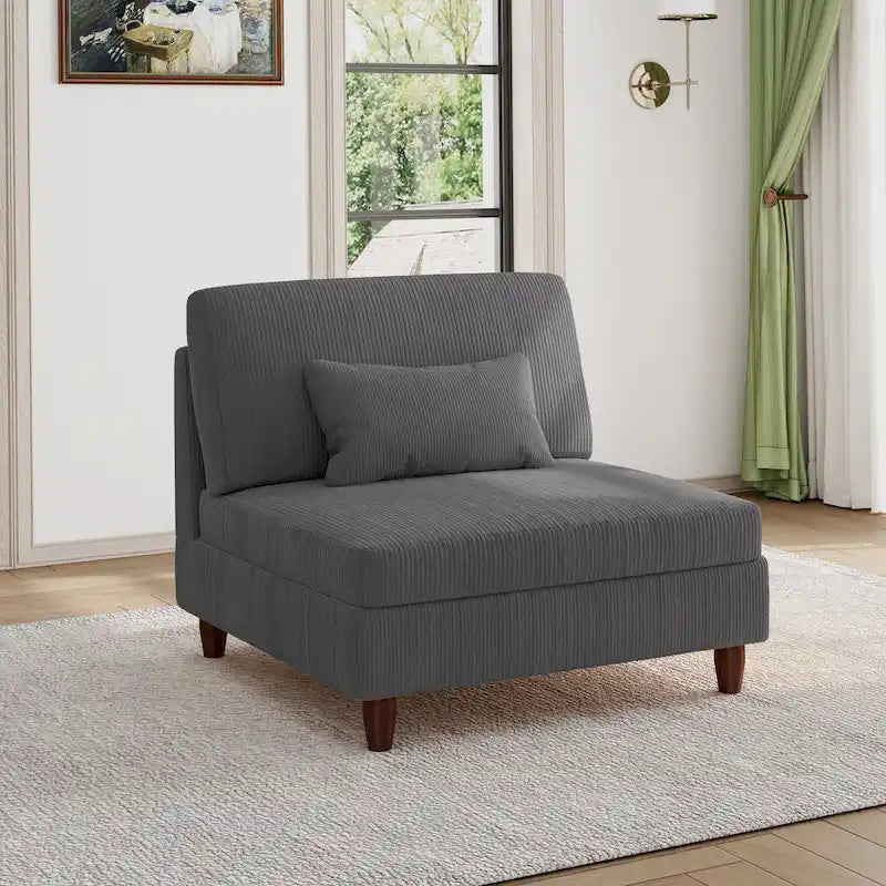 Corduroy Armless Chair Accent Chair Sofa