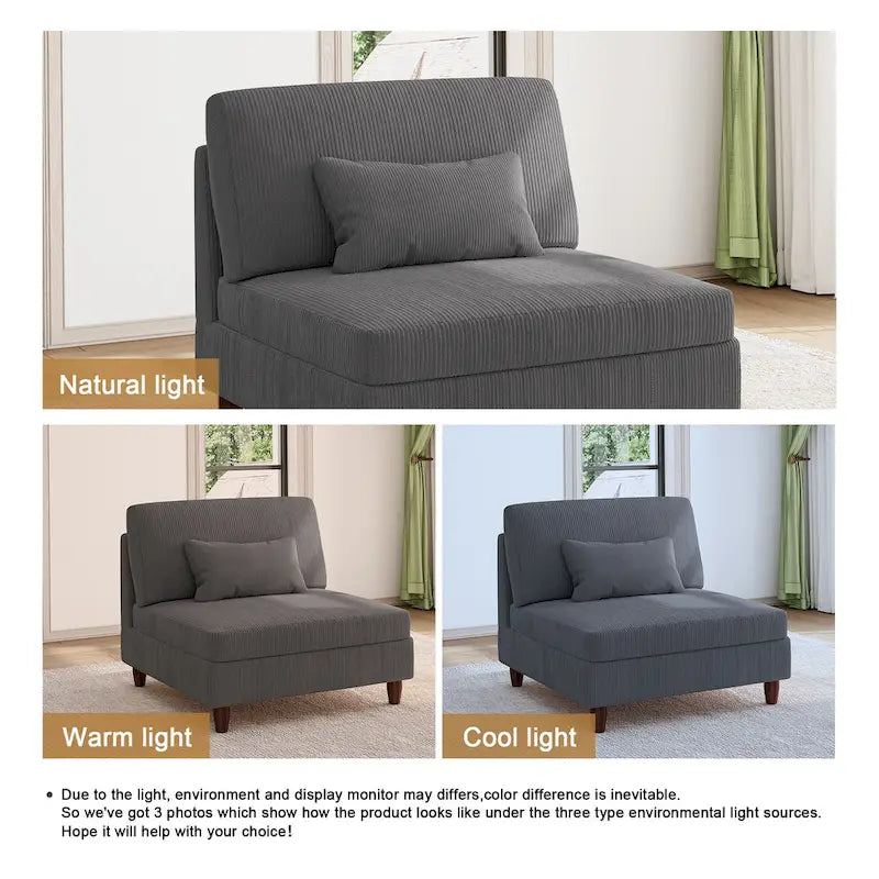 Corduroy Armless Chair Accent Chair Sofa