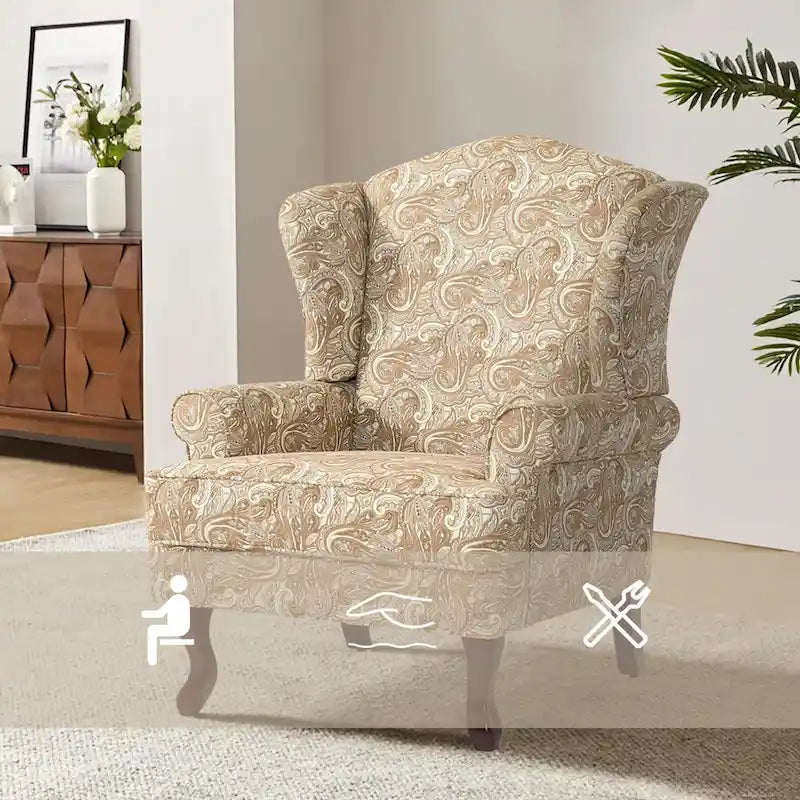 Mid-Century Modern Upholstered Wingback Accent Chair