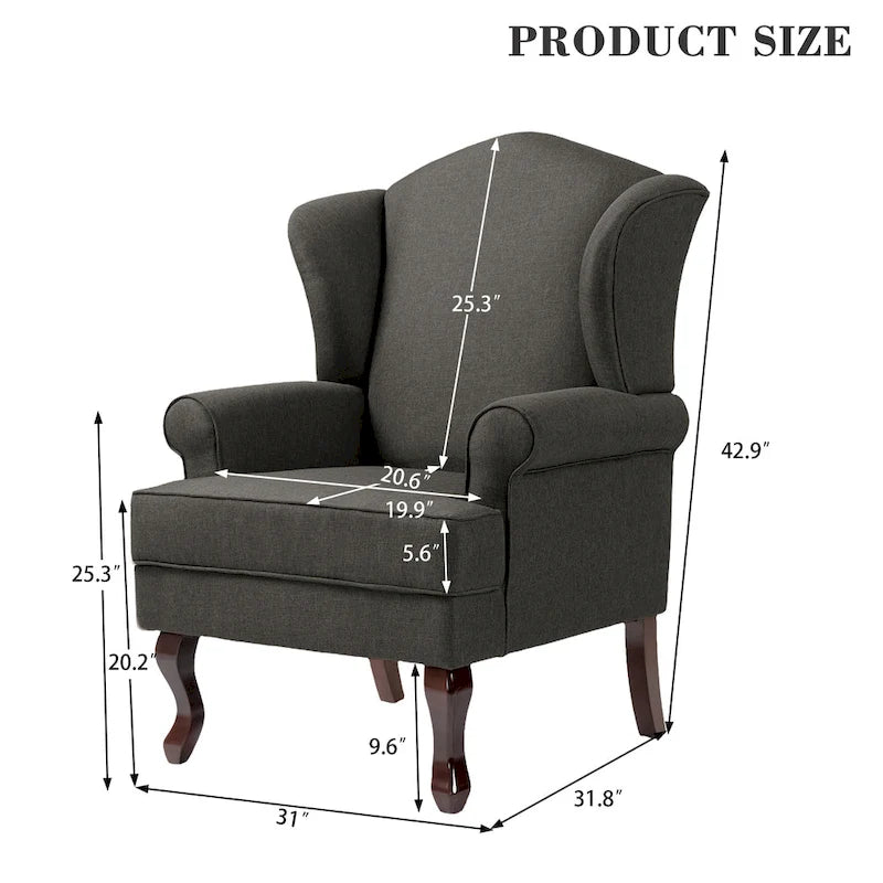 Mid-Century Modern Upholstered Wingback Accent Chair
