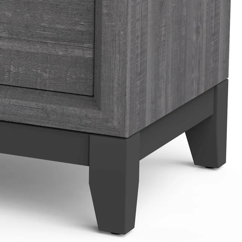 Contemporary Grey Solid Wood 2-Drawer Nightstand End Table